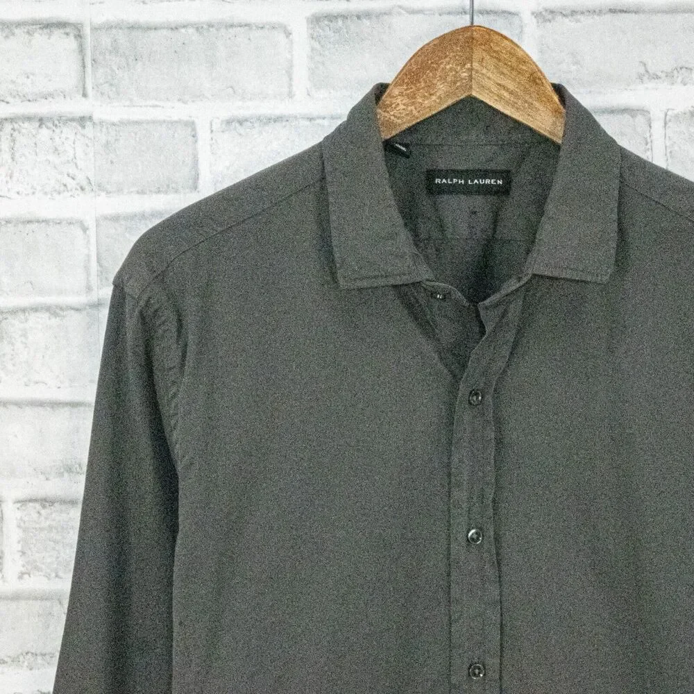Ralph Lauren Black Label Men's Button up Shirt Dark Gray Cotton size Large - Picture 5 of 5